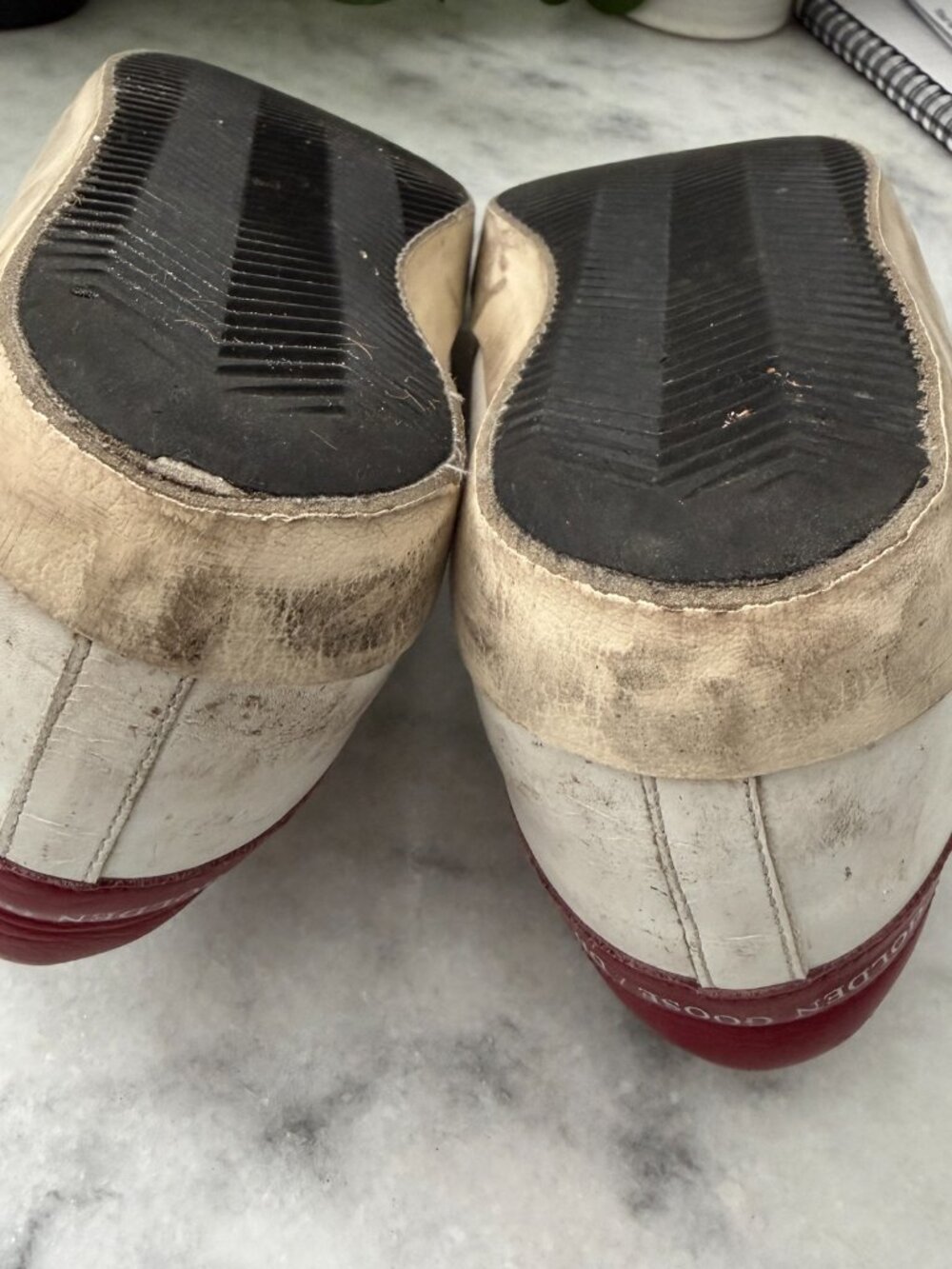 Golden Goose Superstar Sneakers White Leather Glitter Star Red Heel 41 / US 11 - Picture 4 of 6